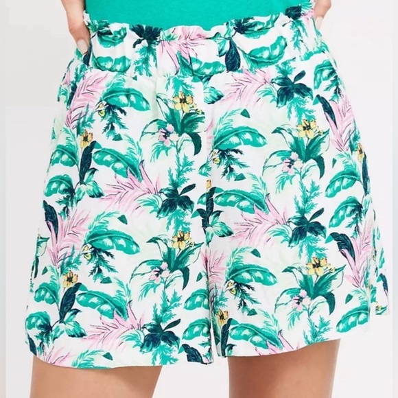 Tropical Linen Blend LOFT Pull on Shorts Small - Picture 3 of 8